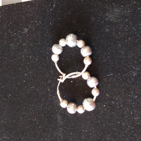 Carolyn Pollack Relios Sterling Silver Beaded hoop earrings - Picture 5 of 5